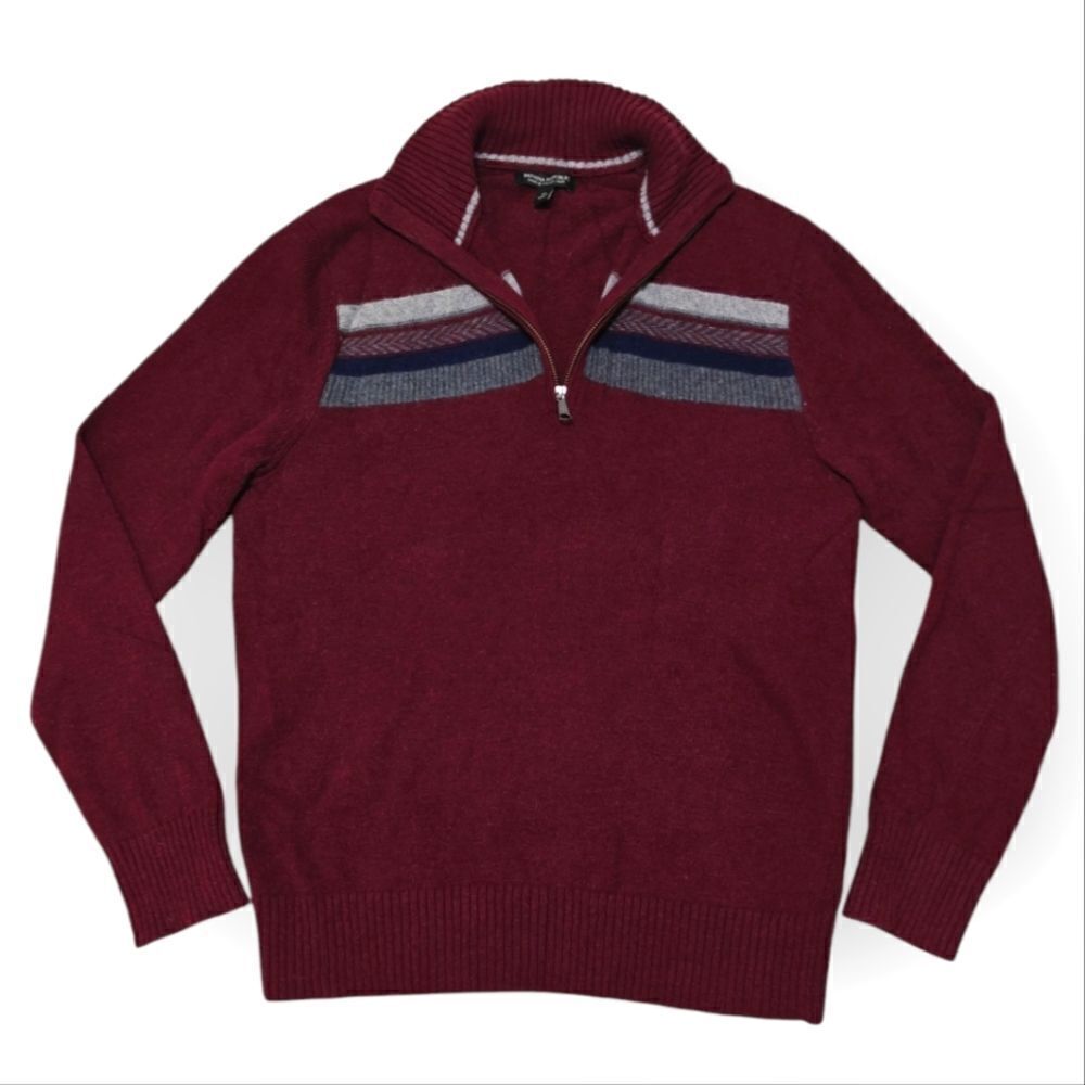 Banana Republic Italian Yarn Wool blend burgundy quarter zip sweater size M